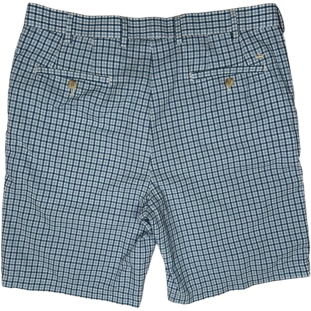 Peter Millar Crown Sport Lightweight Performance Seersucker Shorts Plaid Blue 34 - Picture 10 of 15